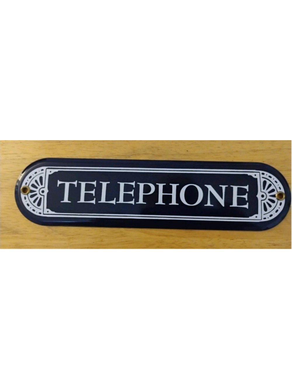 Telephone Porcelain Sign 10” x 2”